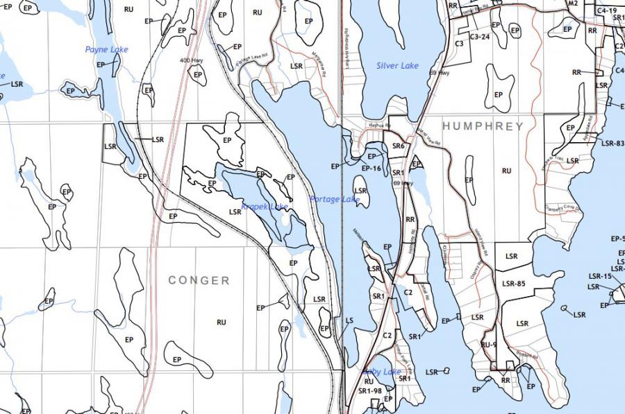 Zoning Map of Portage Lake in Municipality of Seguin and the District of Parry Sound